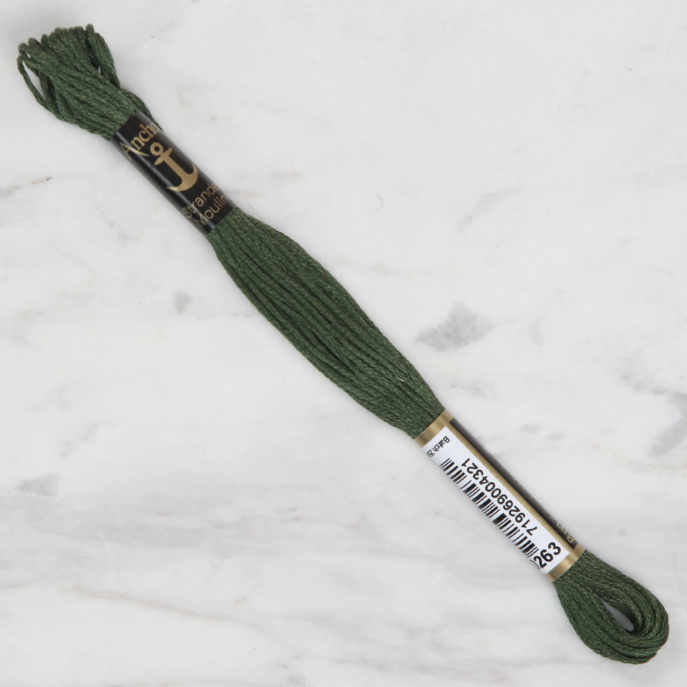 Anchor Stranded Mouline Embroidery Thread, 8m, Green - 0263