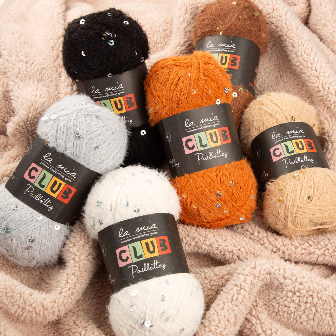 La Mia Club Paillettes Hand Kniitting Yarn, Cream - 602