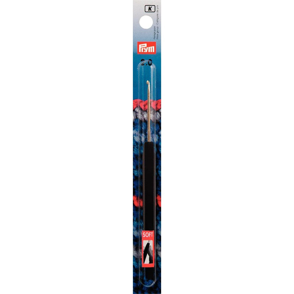 PRYM 2 mm 14 cm Aluminium Crochet Hook For Wool With Soft Handle - 195172