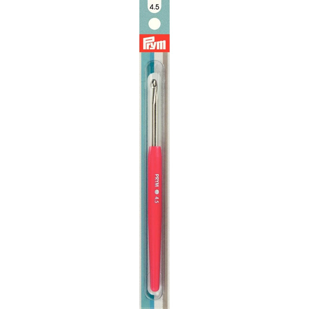 PRYM 4.5 mm 14 cm Crochet Hook with Soft Handle, Vermilion - 195345