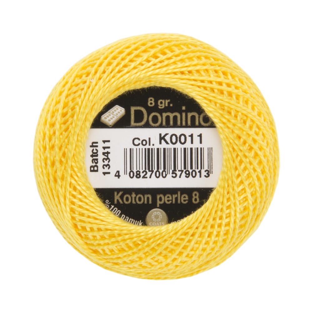 Domino Cotton Perle Size 8 Embroidery Thread (8 g), Yellow - 4598008-K0011