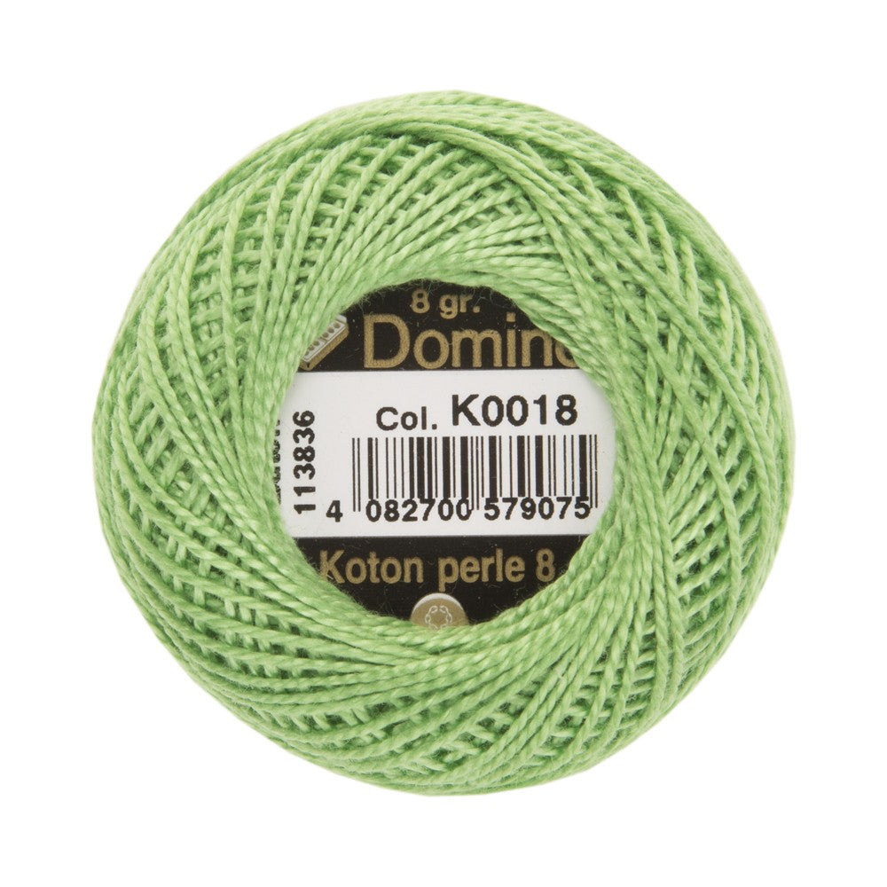 Domino Cotton Perle Size 8 Embroidery Thread (8 g), Green - 4598008-K0018