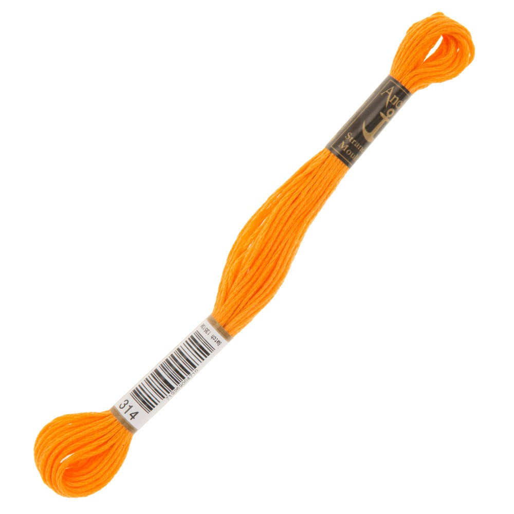 Anchor Stranded Mouline Embroidery Thread, 8m, Orange - 0314