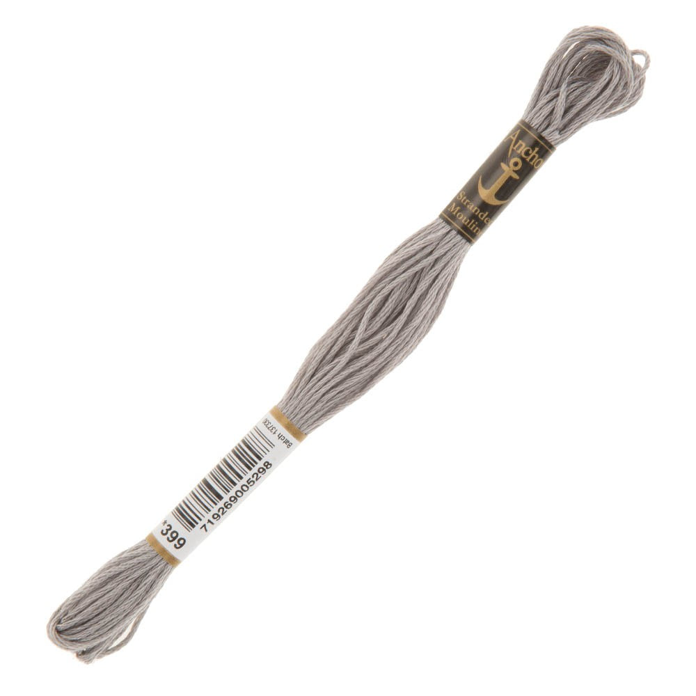 Anchor Stranded Mouline Embroidery Thread, 8m, Grey - 0399