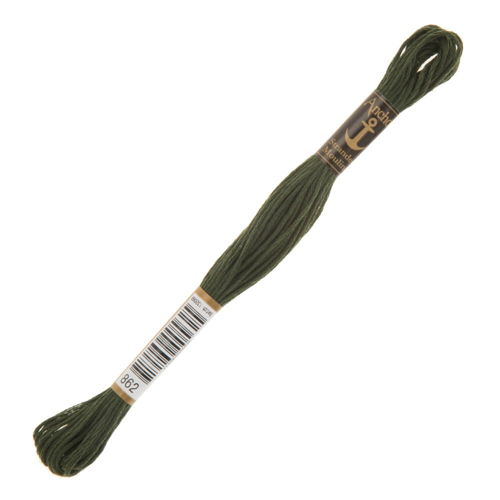 Anchor Stranded Mouline Embroidery Thread, 8m, Green - 0862