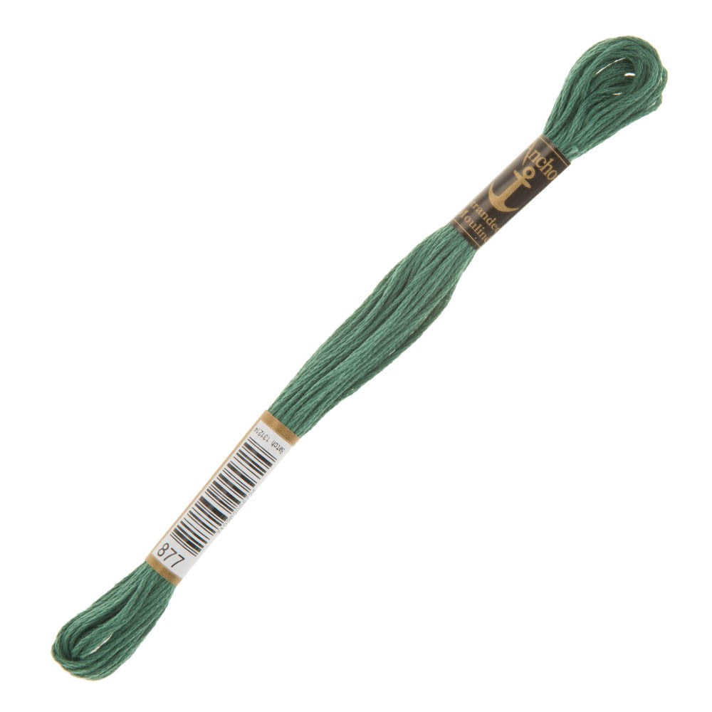 Anchor Stranded Mouline Embroidery Thread, 8m, Green - 0877
