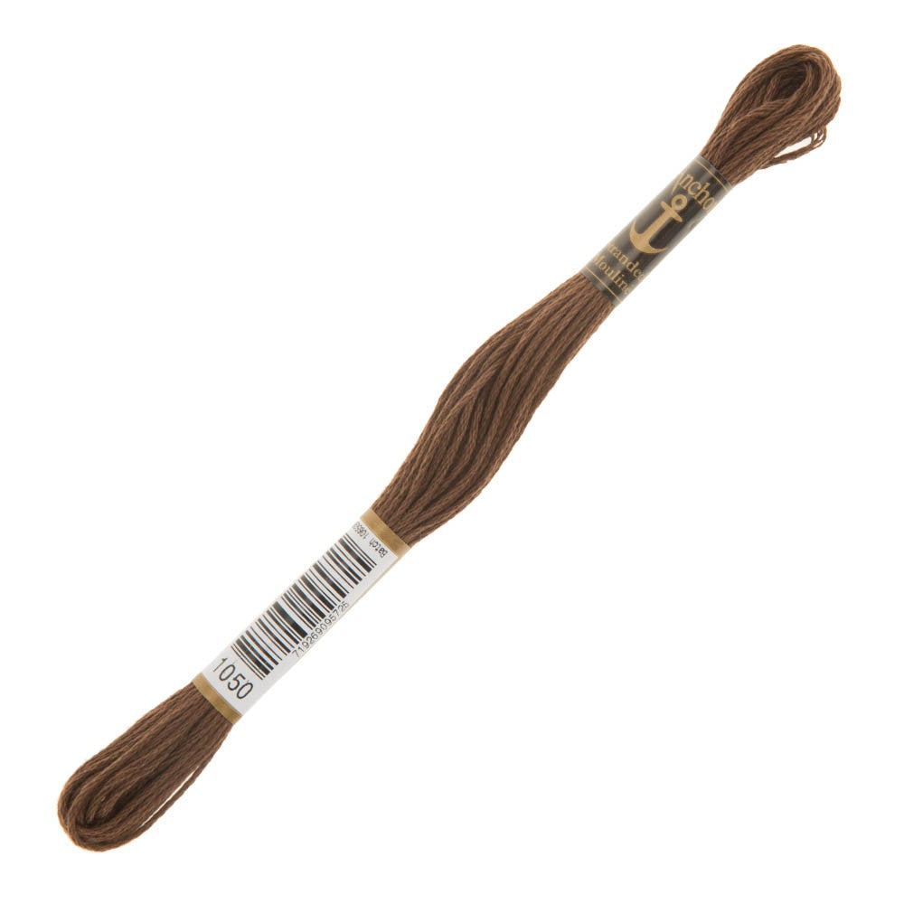 Anchor Stranded Mouline Embroidery Thread, 8m, Brown - 1050