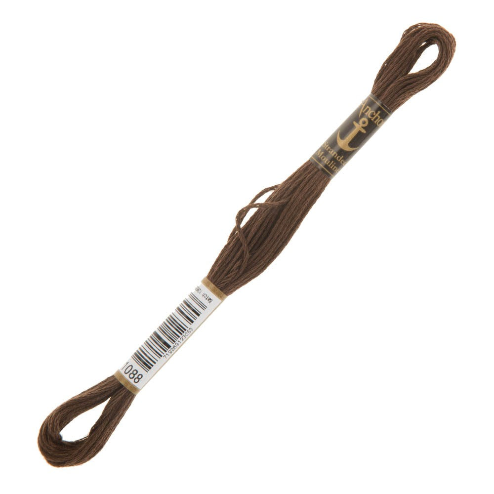 Anchor Stranded Mouline Embroidery Thread, 8m, Brown - 1088