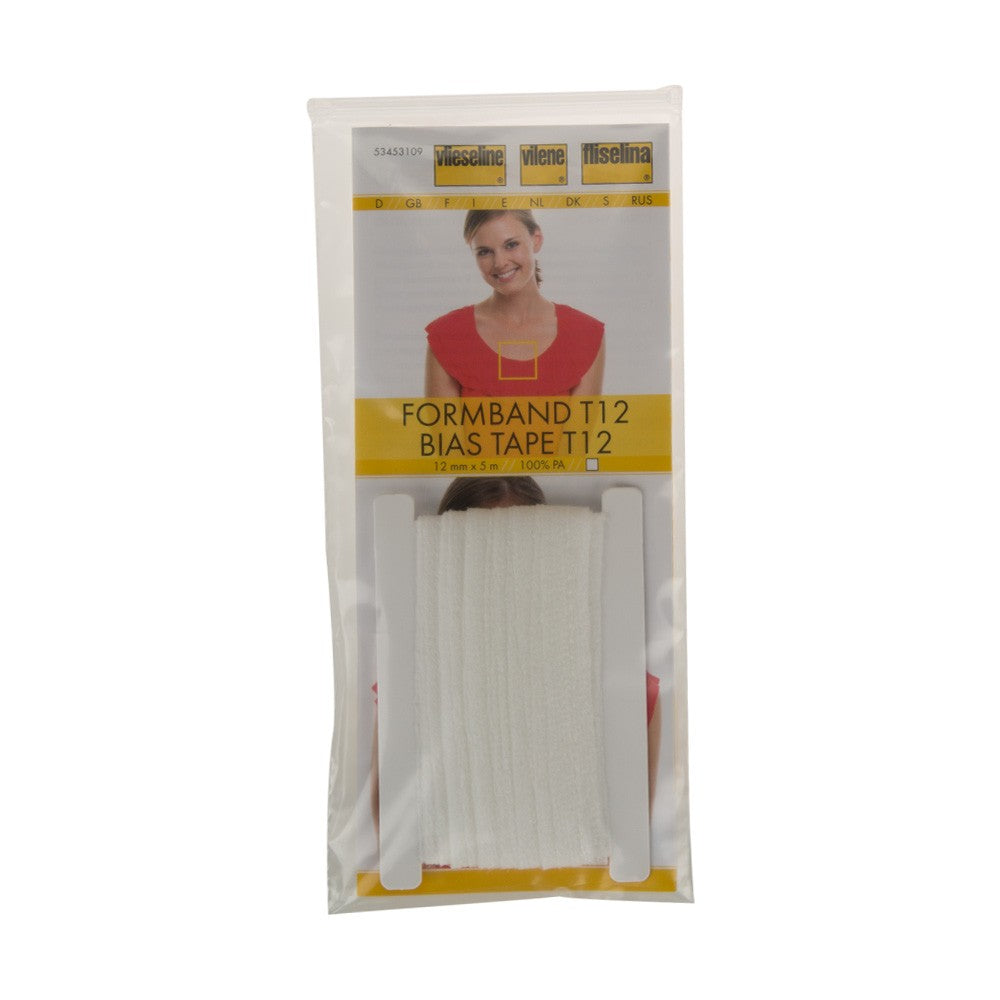 Vliseline 12mm Bias Tape, 5m, White - T12