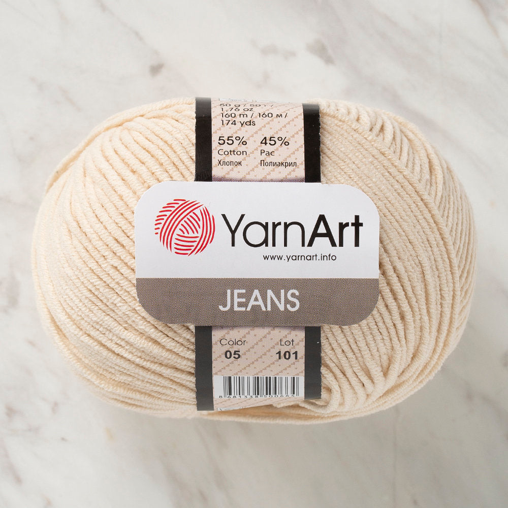 YarnArt Jeans Knitting Yarn, Bone Color- 05 - Main Image
