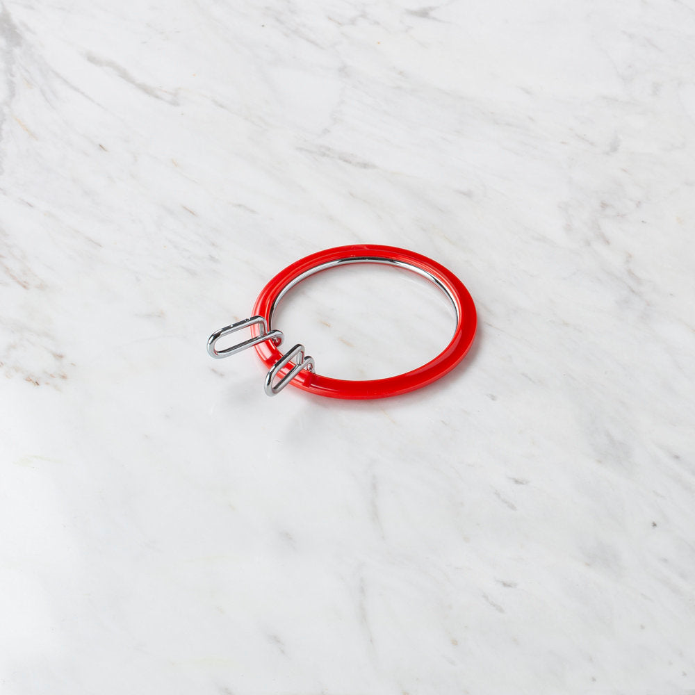 Nurge Metal Spring Tension Ring with Red Plastic Frame Embroidery Hoop, 58 mm