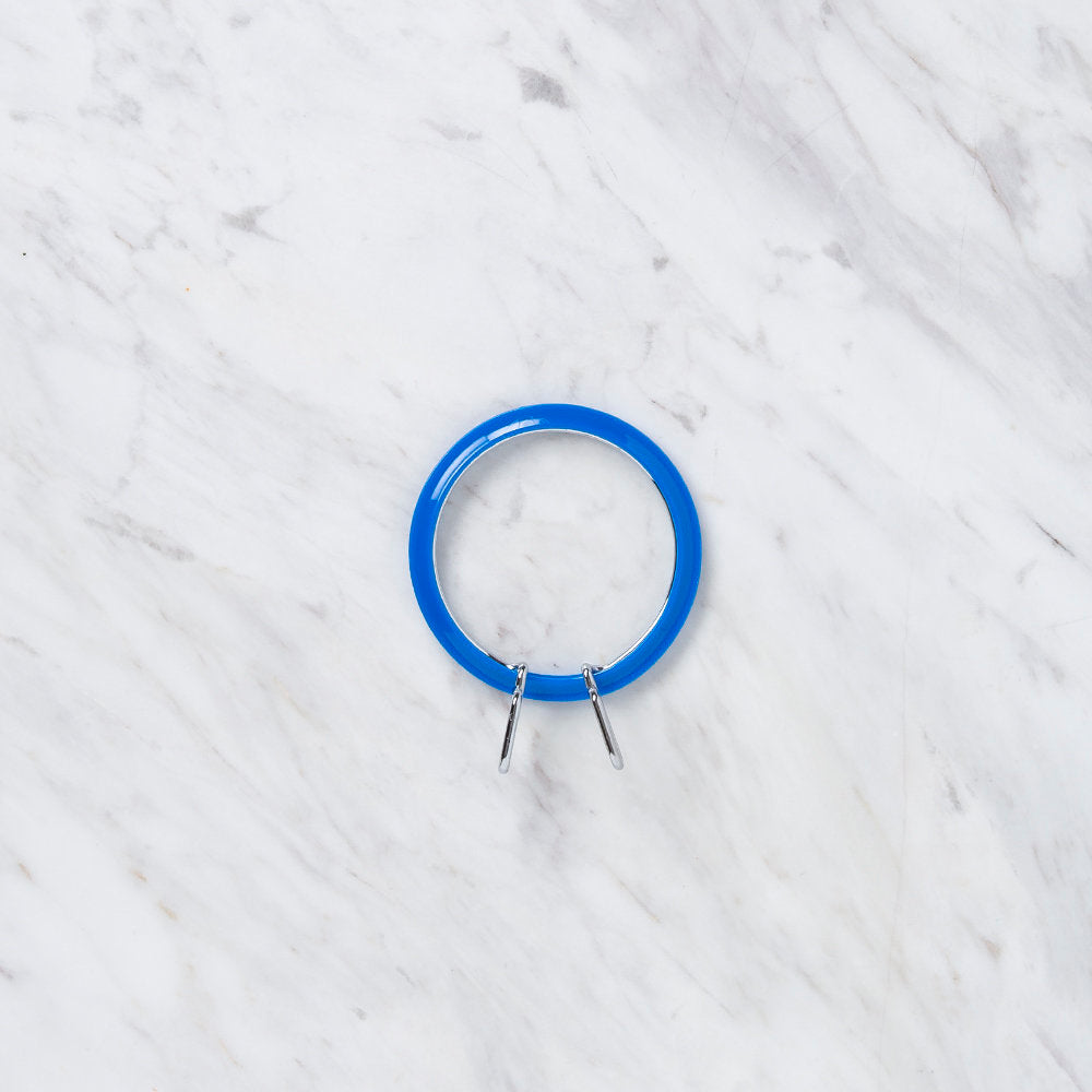Nurge Metal Spring Tension Ring with Blue Plastic Frame Embroidery Hoop, 58 mm