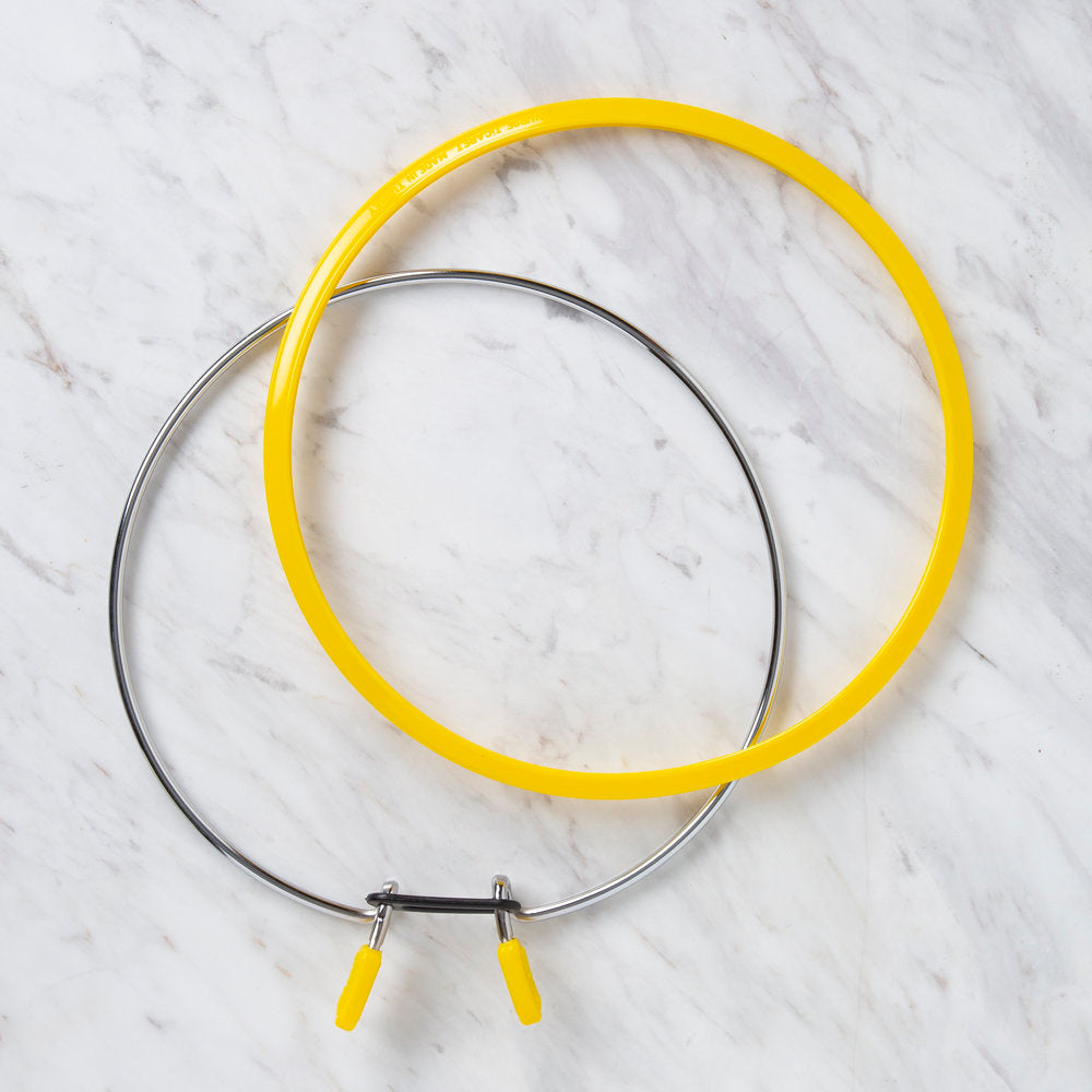 Nurge Metal Spring Tension Ring with Yellow Plastic Frame Embroidery Hoop, 195 mm