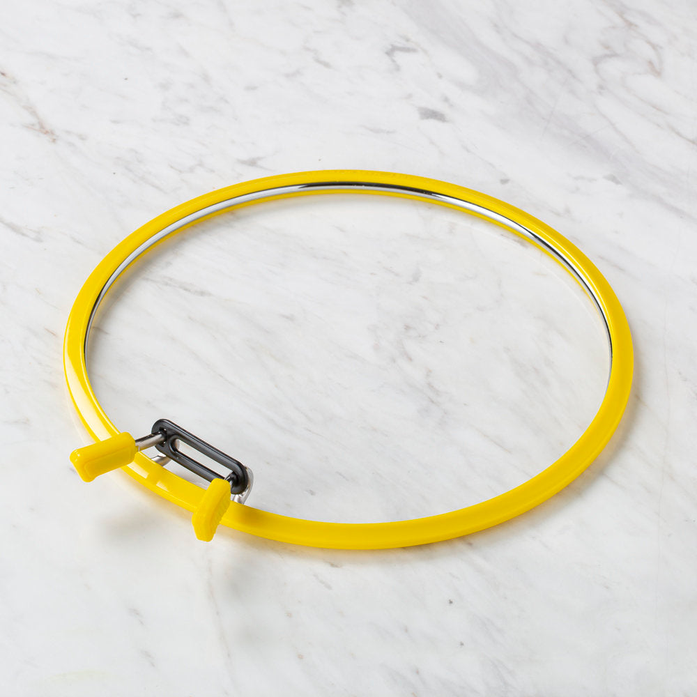 Nurge Metal Spring Tension Ring with Yellow Plastic Frame Embroidery Hoop, 195 mm
