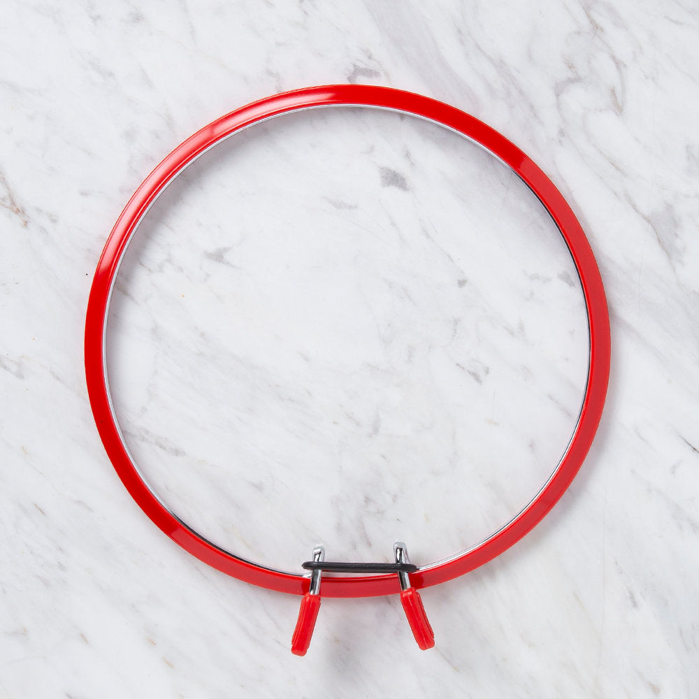 Nurge Metal Spring Tension Ring with Red Plastic Frame Embroidery Hoop, 230mm