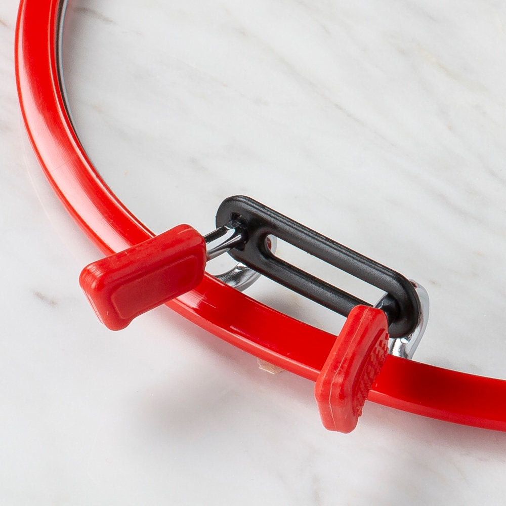 Nurge Metal Spring Tension Ring with Red Plastic Frame Embroidery Hoop, 230mm