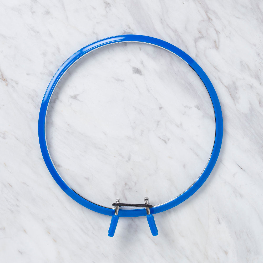 Nurge Metal Spring Tension Ring with Blue Plastic Frame Embroidery Hoop, 195 mm
