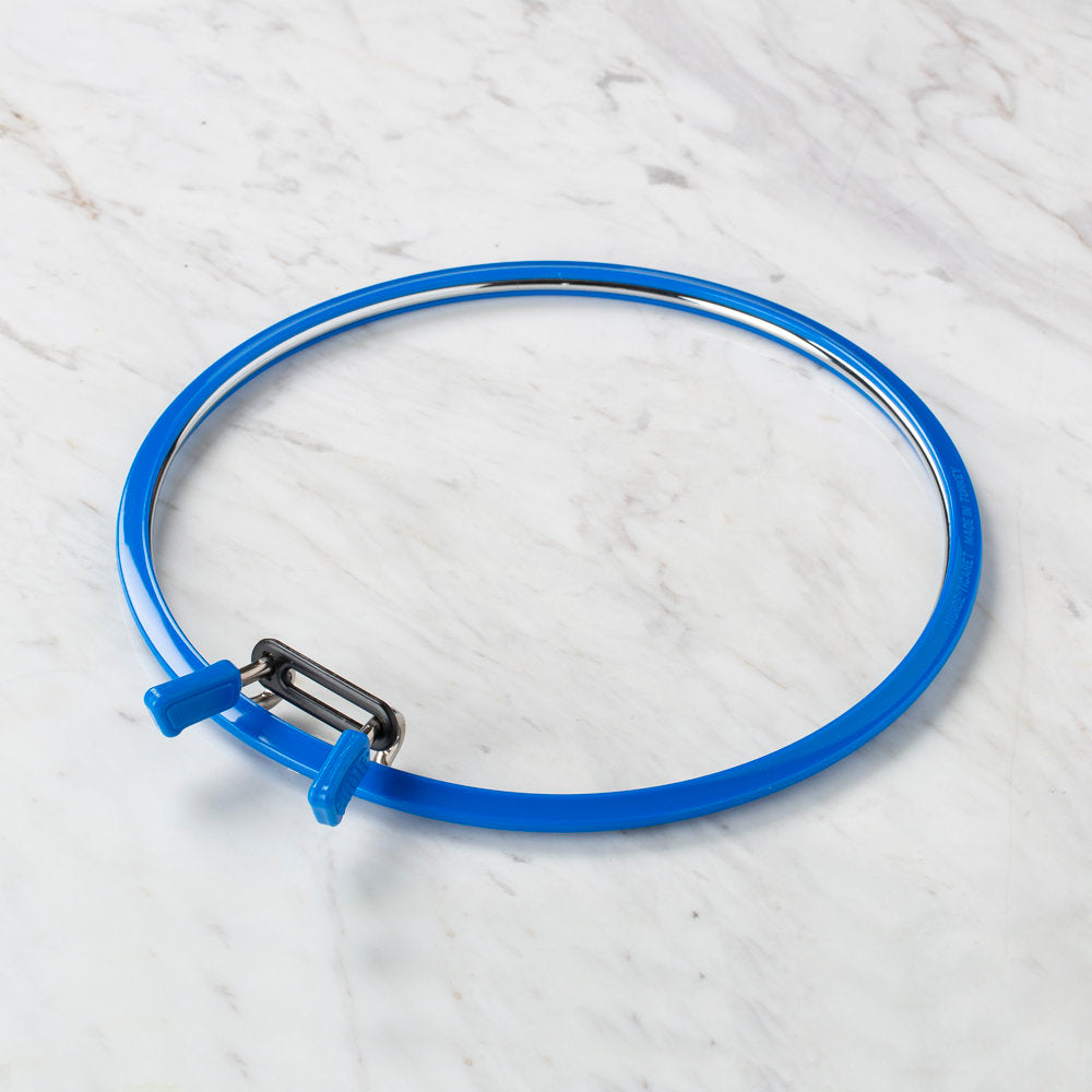 Nurge Metal Spring Tension Ring with Blue Plastic Frame Embroidery Hoop, 195 mm