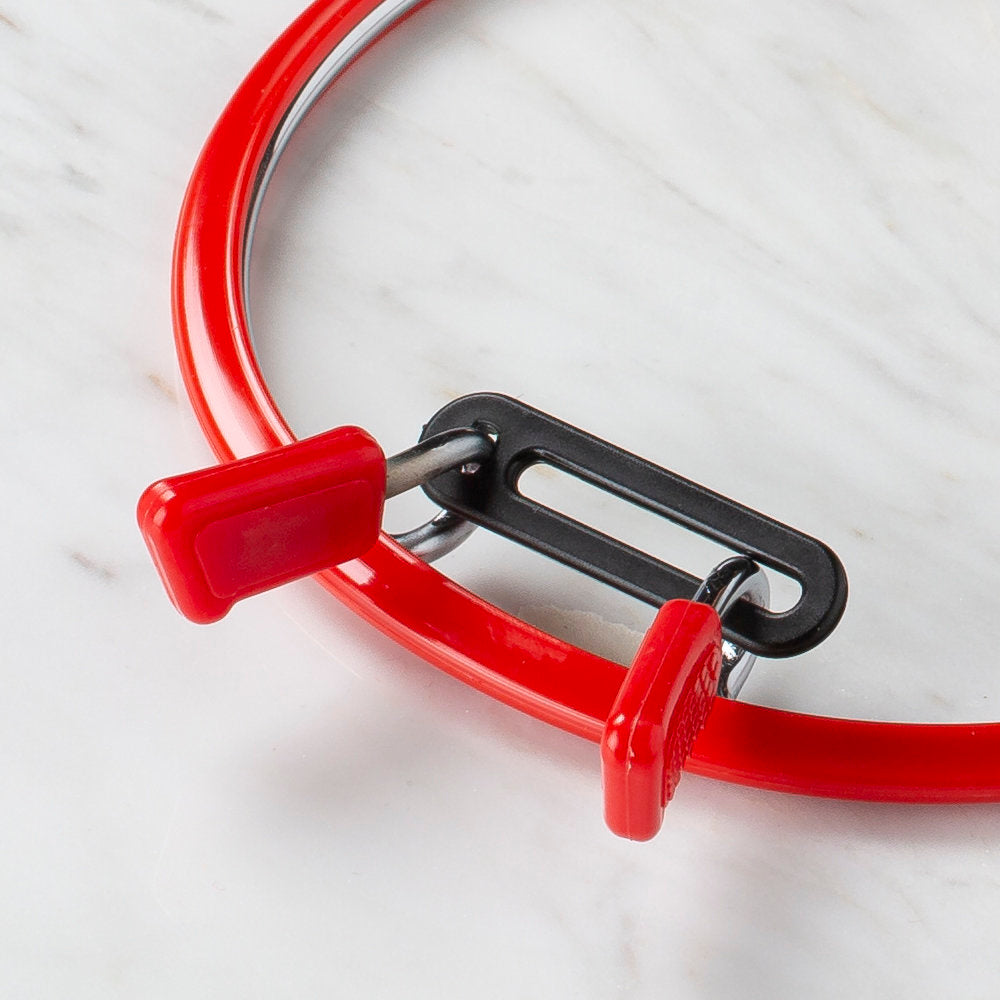 Nurge Metal Spring Tension Ring with Red Plastic Frame Embroidery Hoop, 126 mm
