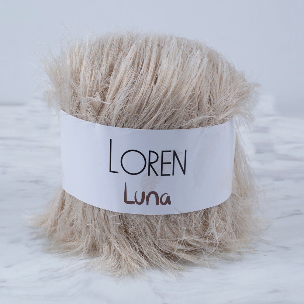 Loren Luna Eyelash Yarn, Beige - R084