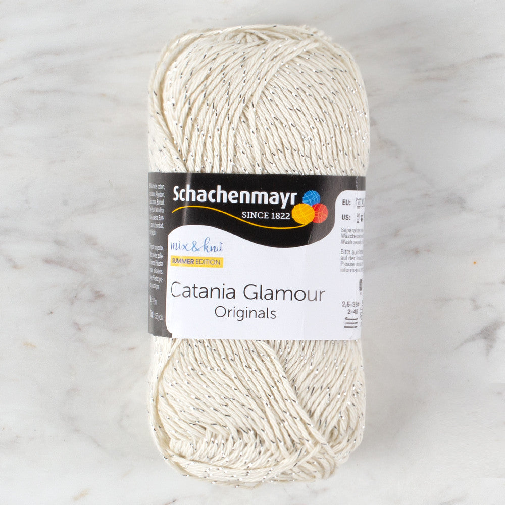 Schachenmayr Catania Glamour 50g Sparkly Yarn, Ecru - 00102