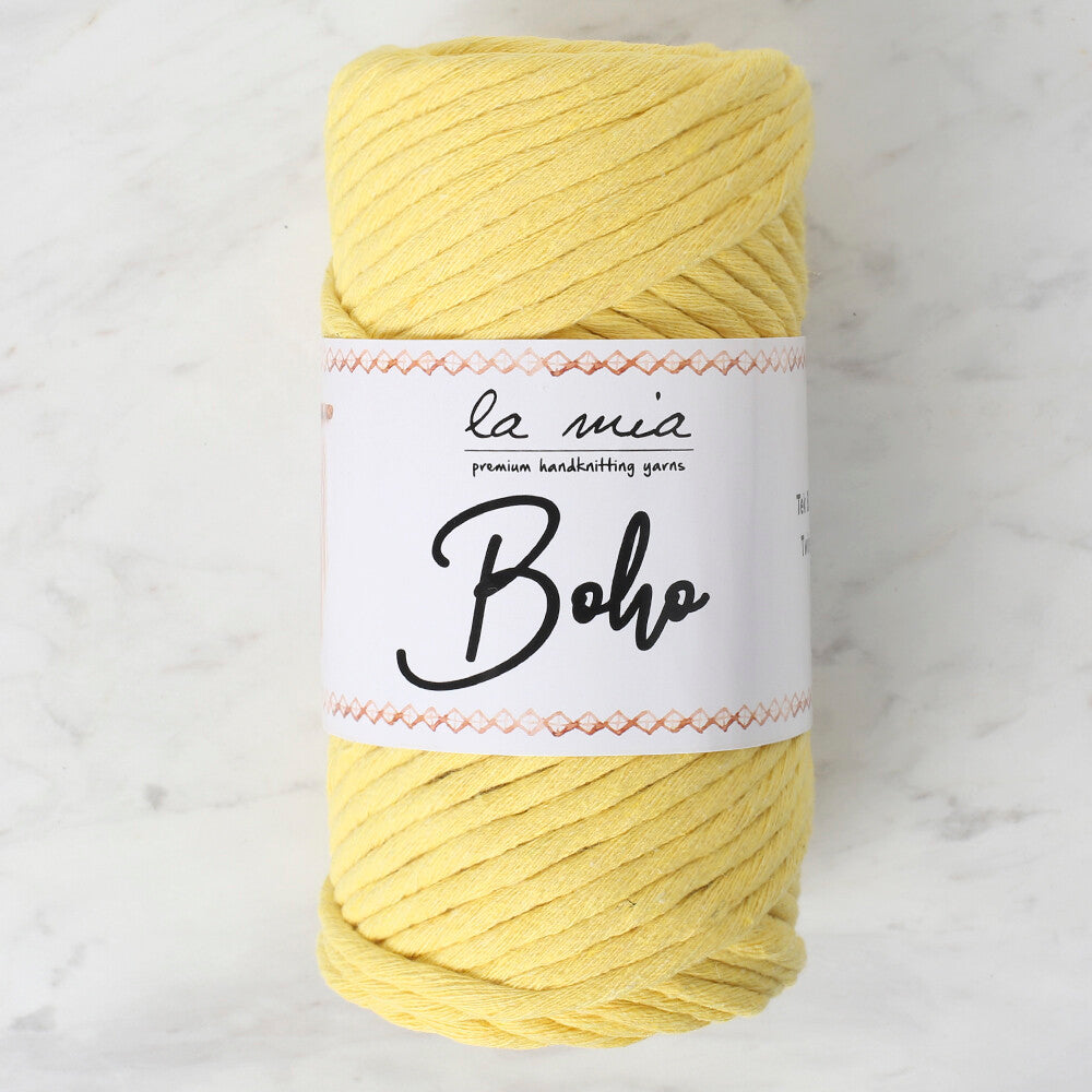 La Mia Boho Cotton Macrame Cord, Lemon Yellow - L186