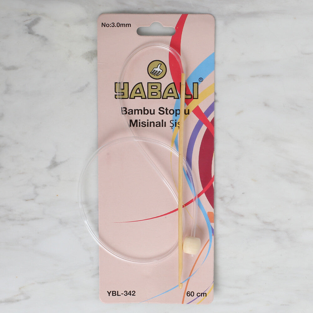 Yabalı Bambu (Bamboo) 3.0 mm 60 cm Flexible Tunisian/Afghan Crochet Hook - YB342