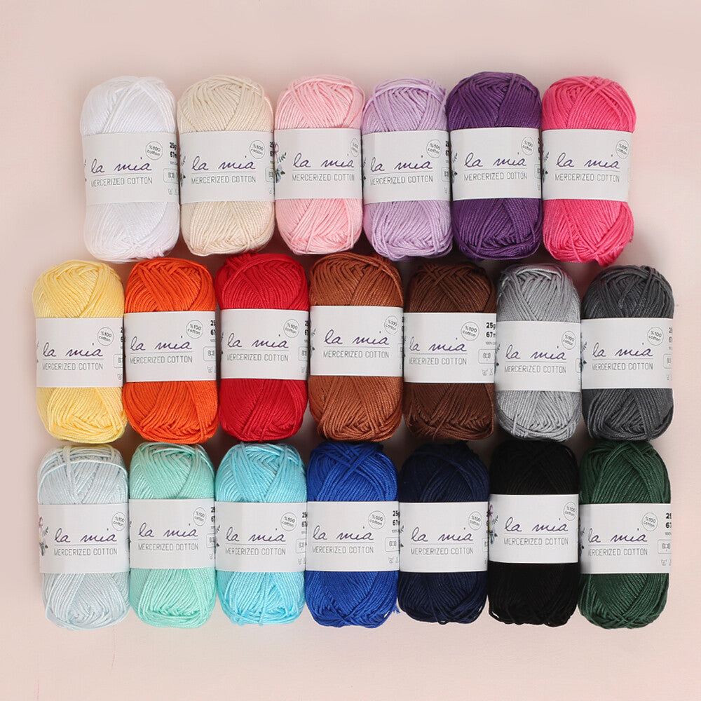 La Mia Mini Mercerized Cotton 20 Skeins Yarn, Assorted colors