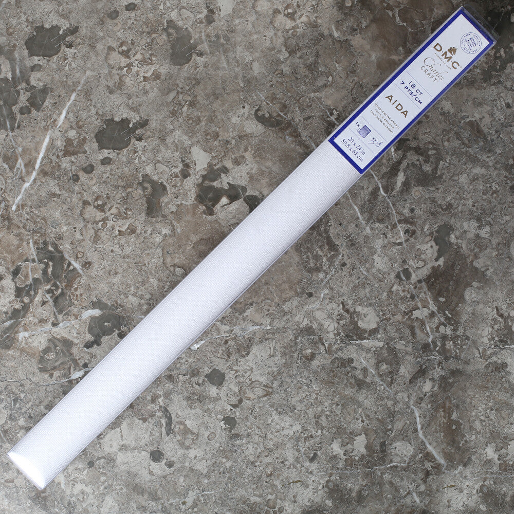 DMC Charles Craft Aida Embroidery Fabric 18 Count - 7 pts/cm, WHITE