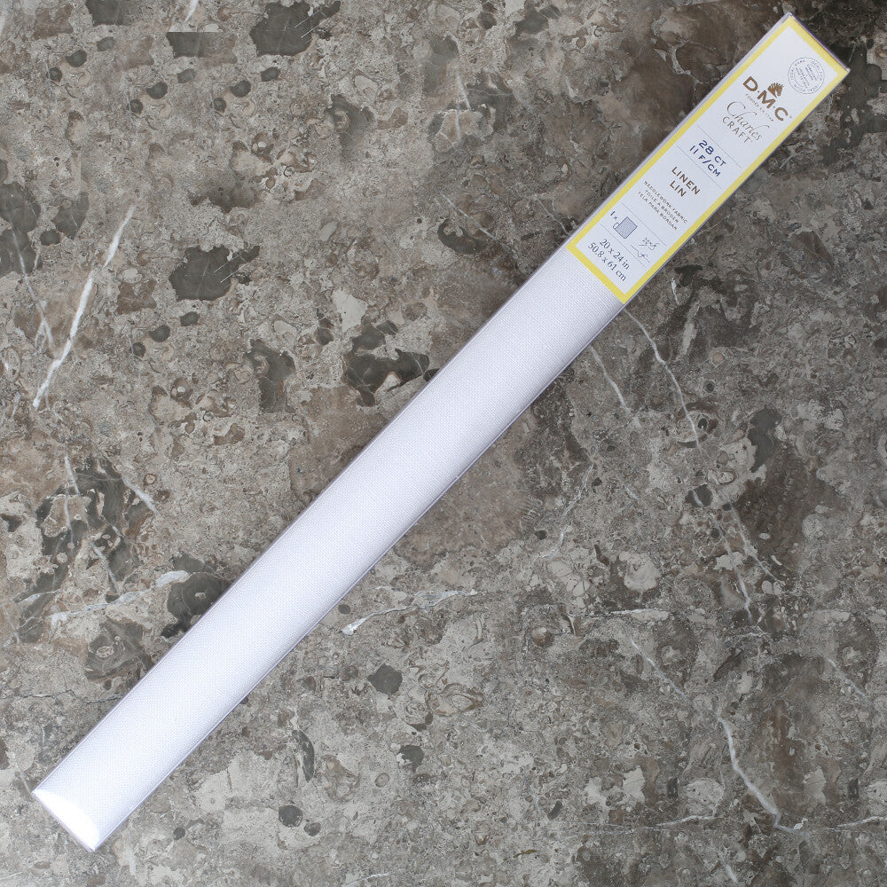 DMC Charles Craft Linen Embroidery Fabric 28 Count - 11 Threads/cm, White - B5200