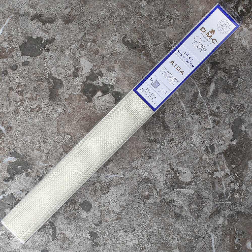 DMC Charles Craft Aida Embroidery Fabric 14 Count - 5.5 pts/cm, Cream - 744