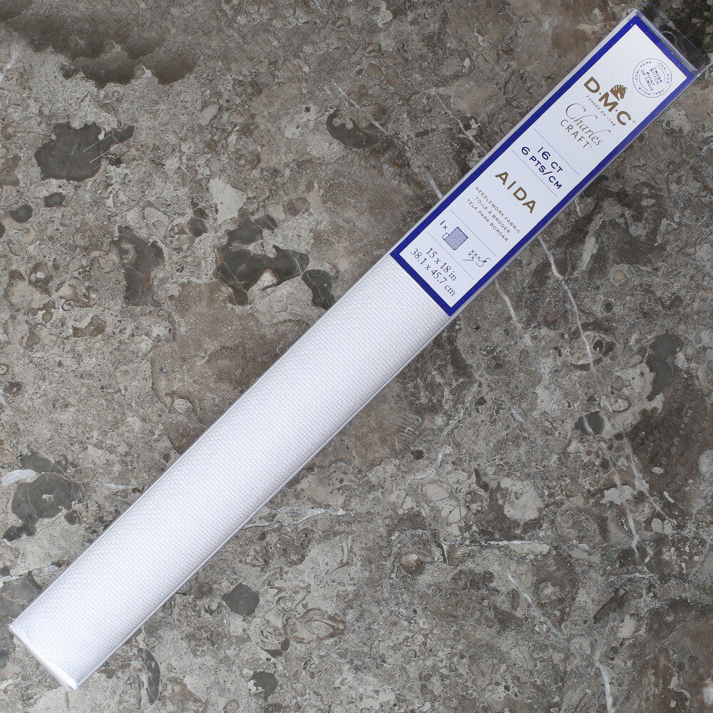 DMC Charles Craft Aida Embroidery Fabric 16 Count - 6 pts/cm, WHITE