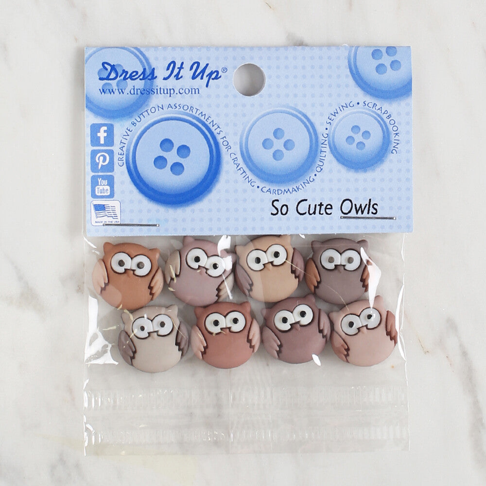 Dress It Up Creative Button Assortment, Cute Owls - 6930