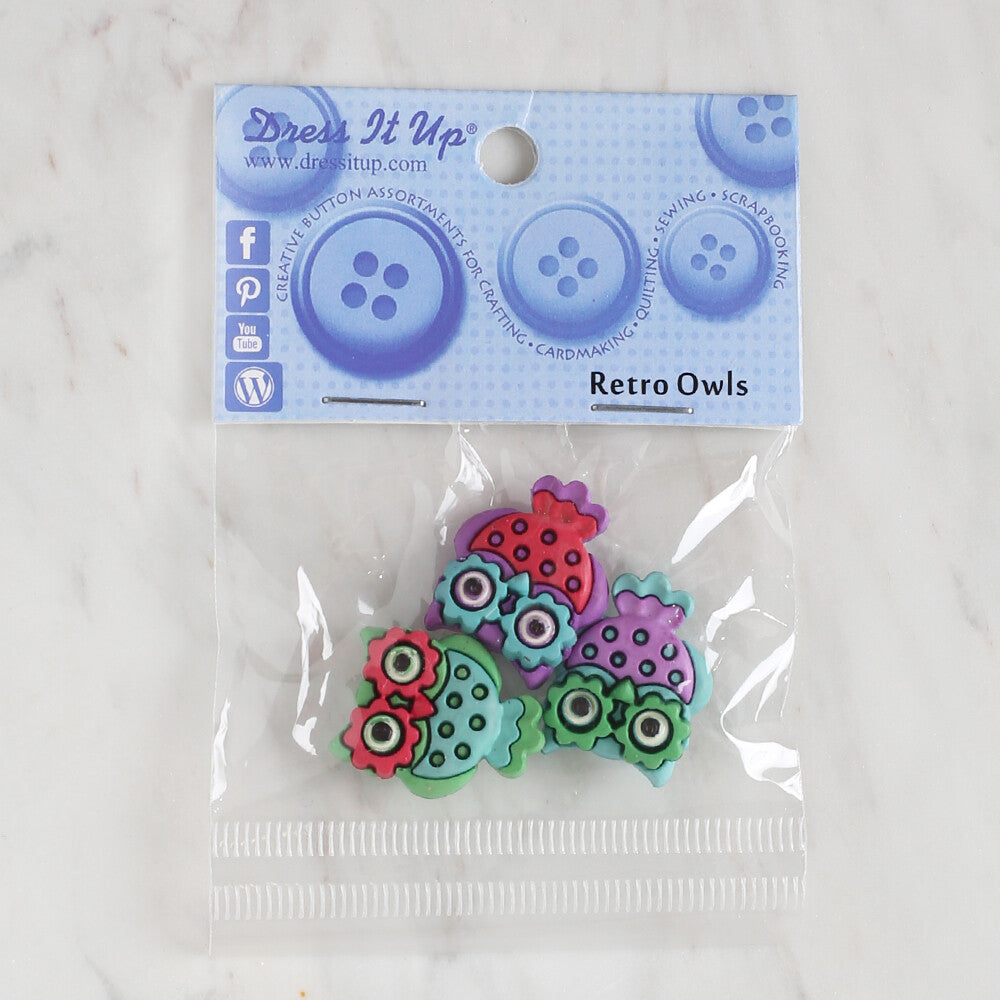 Dress It Up Creative Button Assortment, Retro Owls - 7673