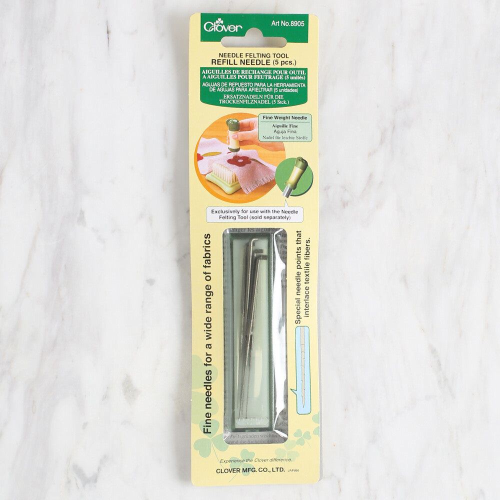 Clover Felting Needle Refill - Fine Weight Barb Needles (5 Pack) | For Needle Felting Tools & Wool Craft Projects - View #10