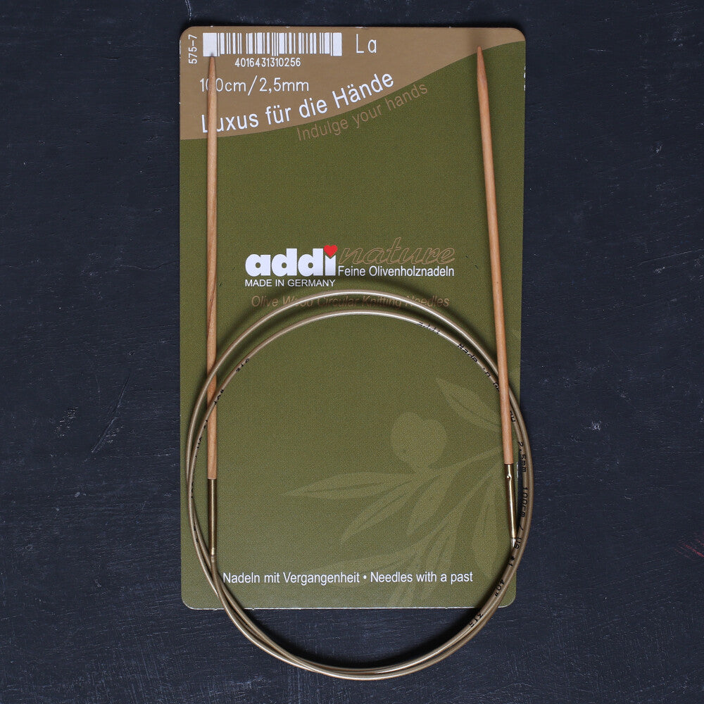 Addi Olive Wood 2.5mm 100cm Circular Knitting Needles - 575-7
