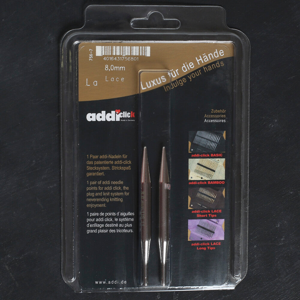Addi Click Lace Short 8.0 mm Knitting Needle Tips - 756-2