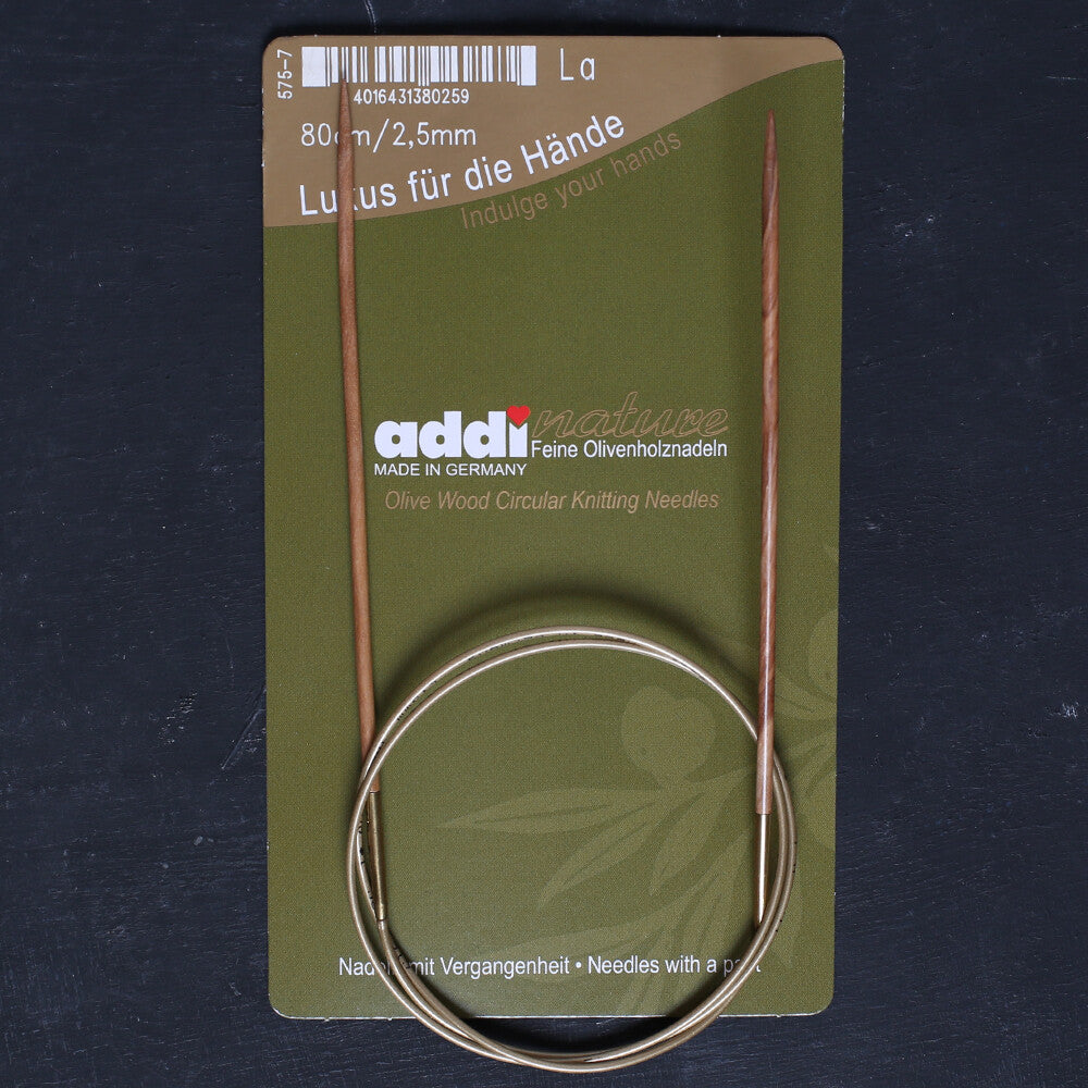 Addi Olive Wood 2.5mm 80cm Circular Knitting Needles - 575-7