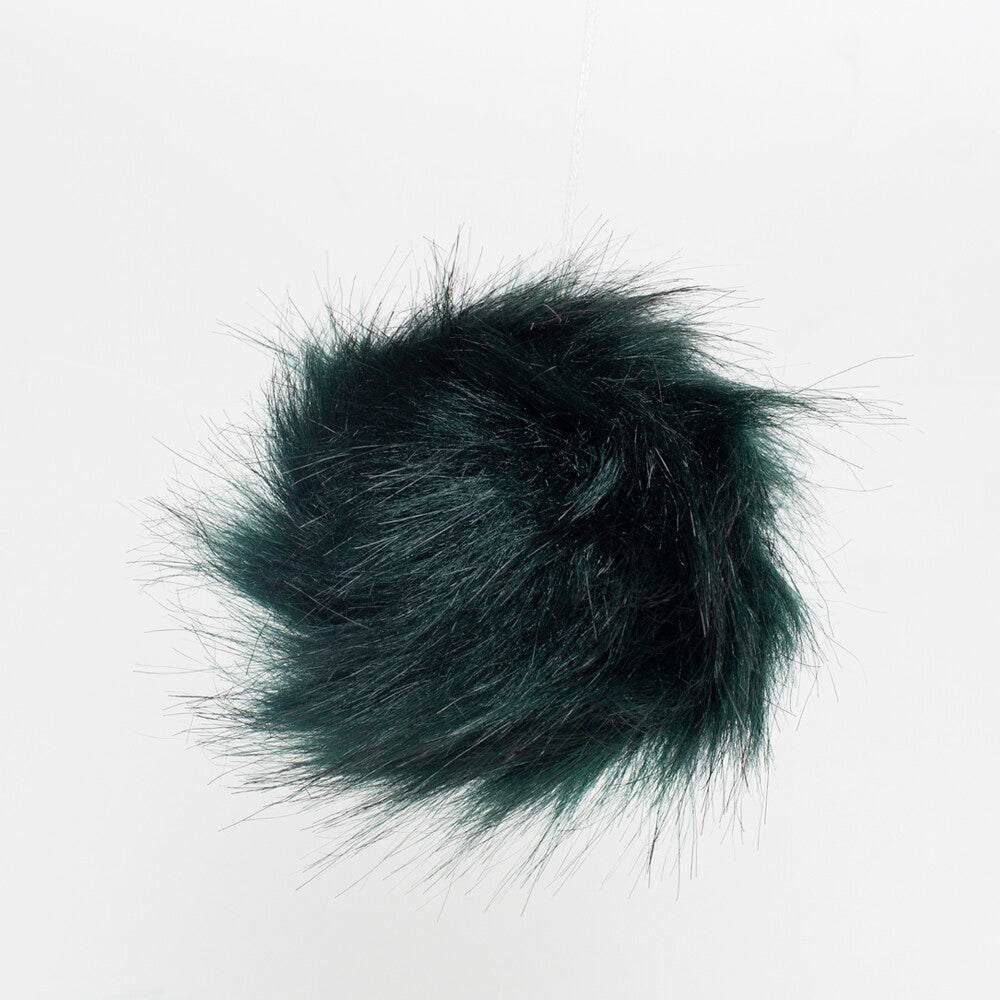 Loren Faux Fur Pom Pom, Dark Green