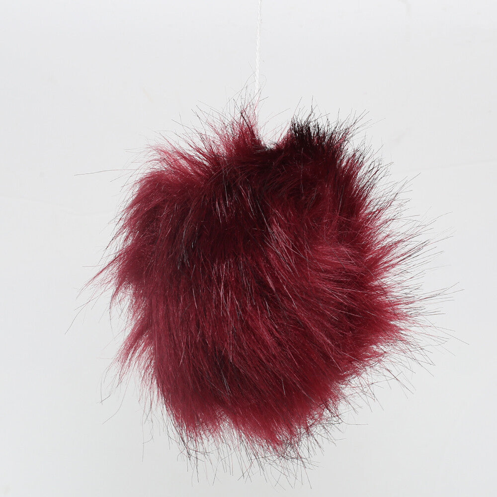 Loren Faux Fur Pom Pom, Claret Red
