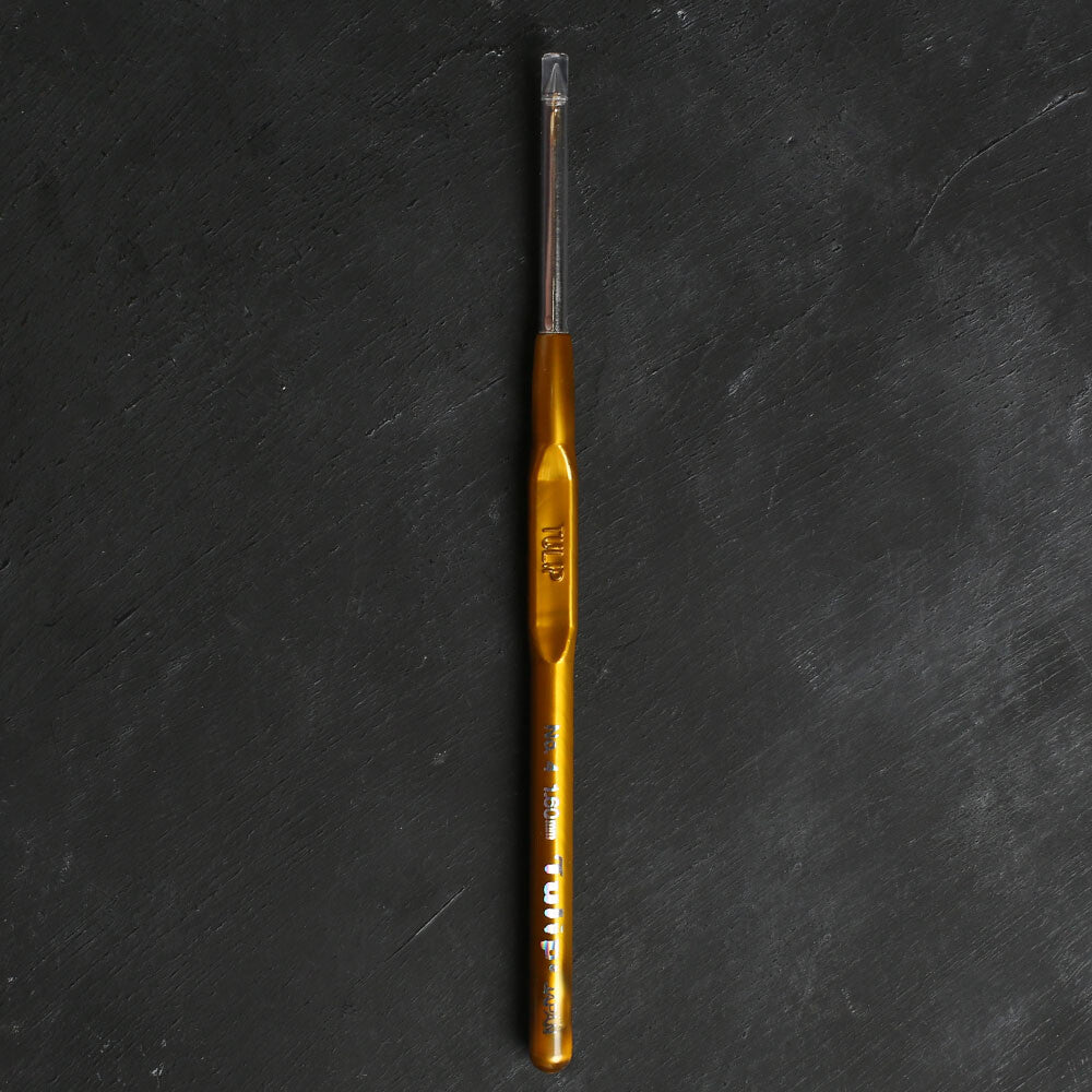 Tulip No.4 1.60 mm 14 cm Lace Crochet Hook with Cushion Grip, Yellow - T9G