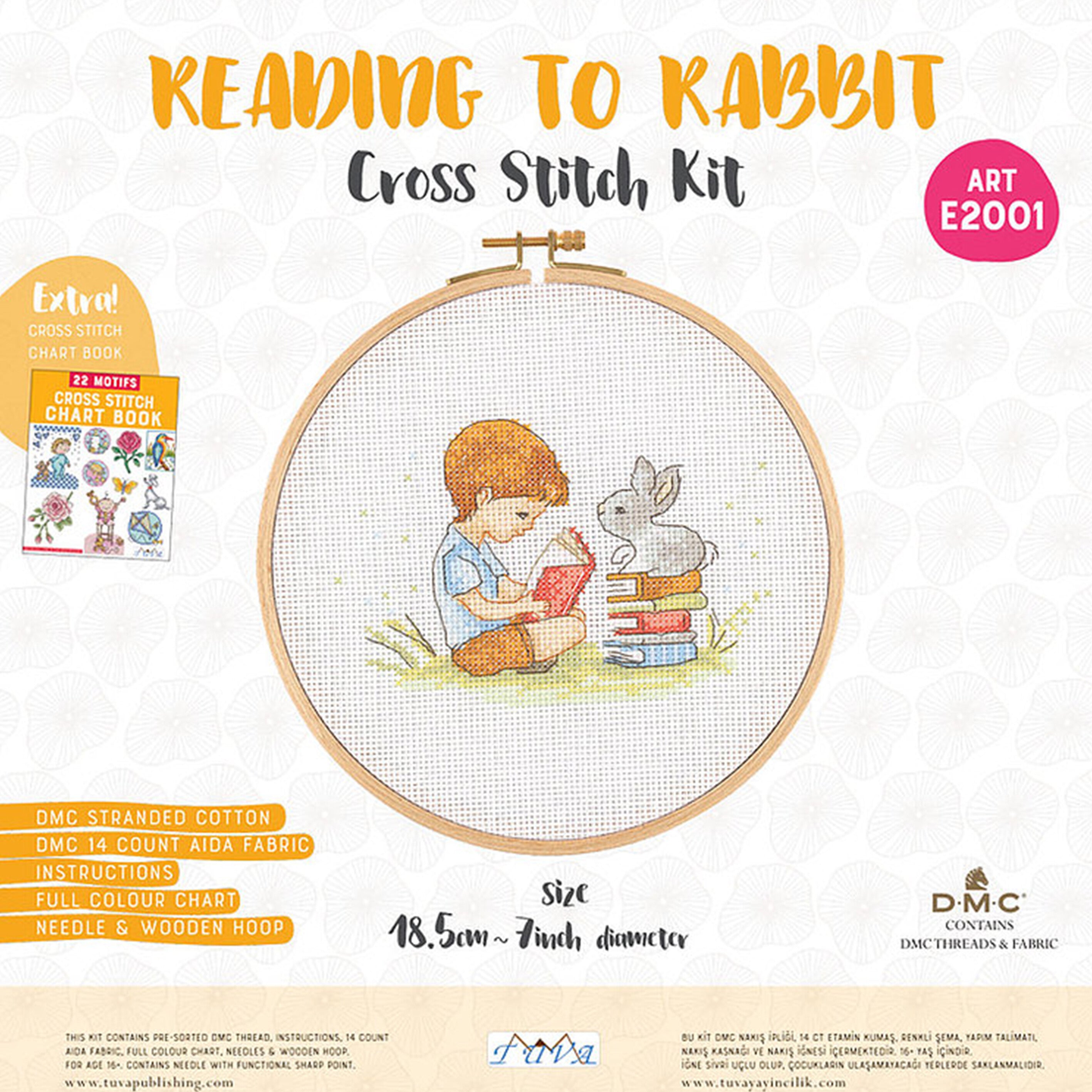 Tuva Cross Stitch Kit, Reading to Rabbit - E2001
