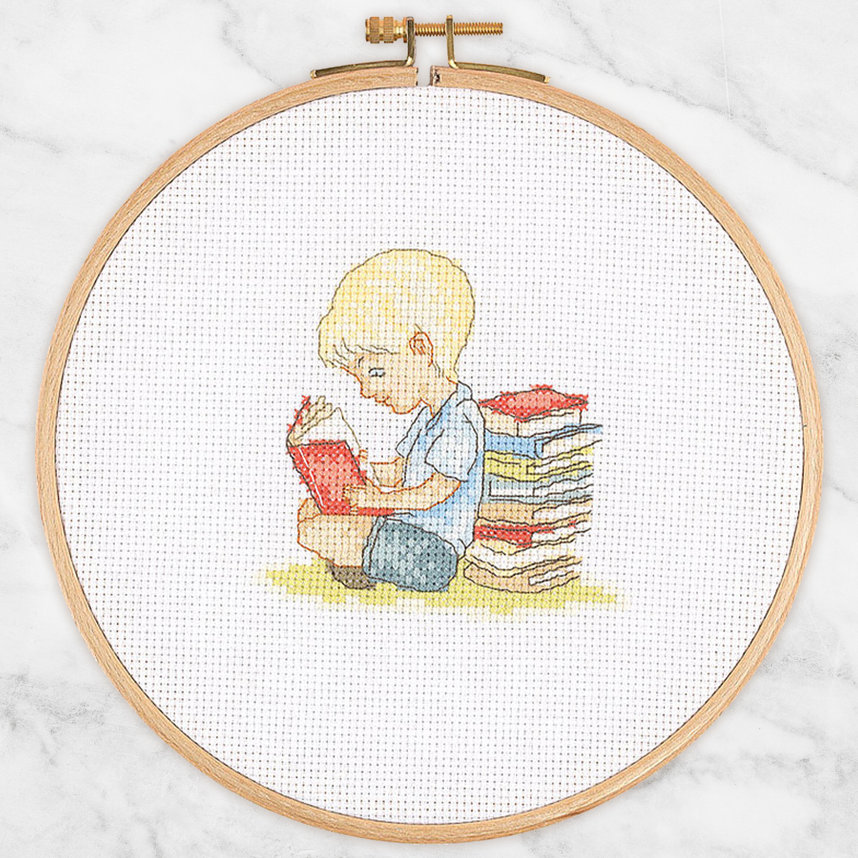 Tuva Cross Stitch Kit, Bookworm Boy - E2003