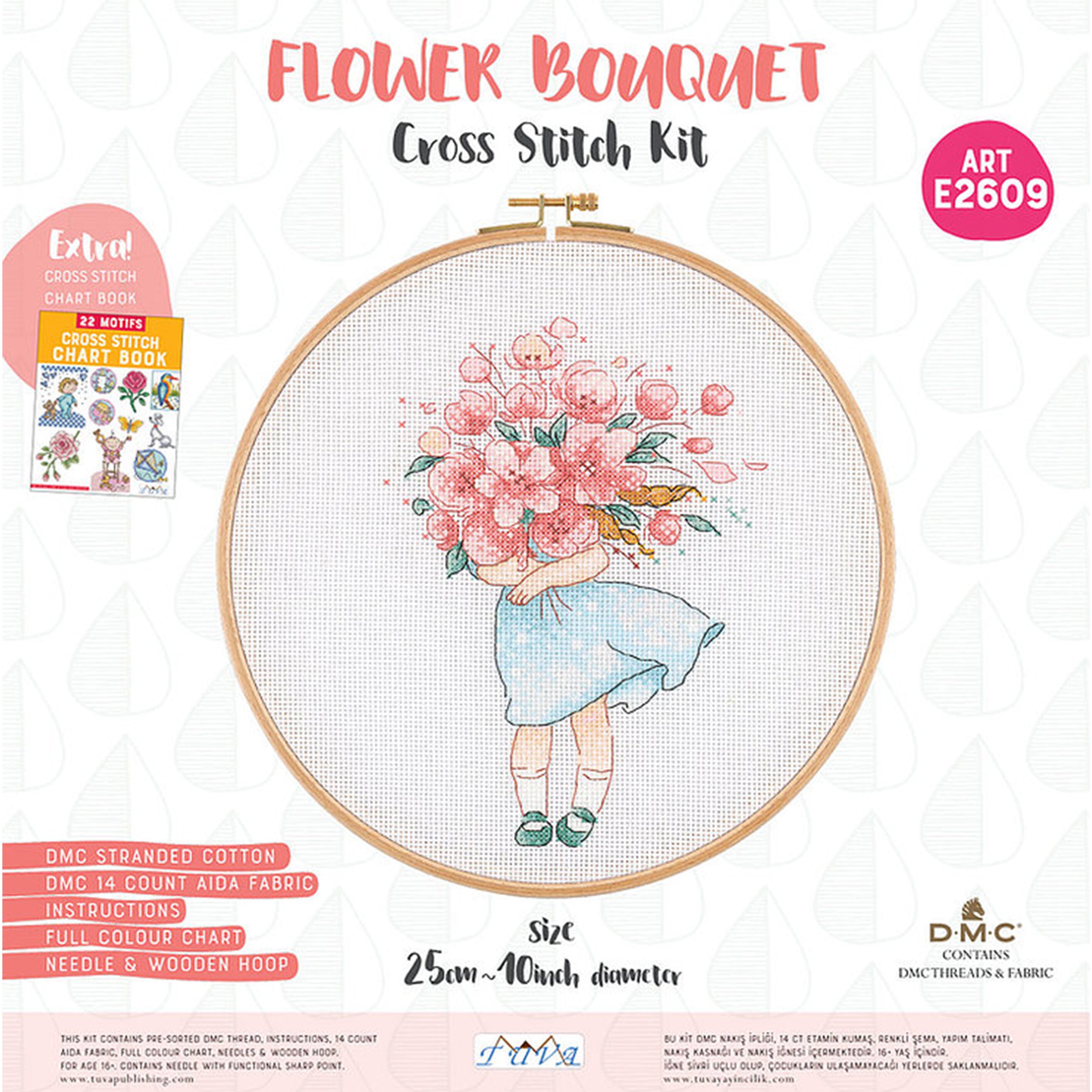 Tuva Cross Stitch Kit, Flower Bouquet - E2609