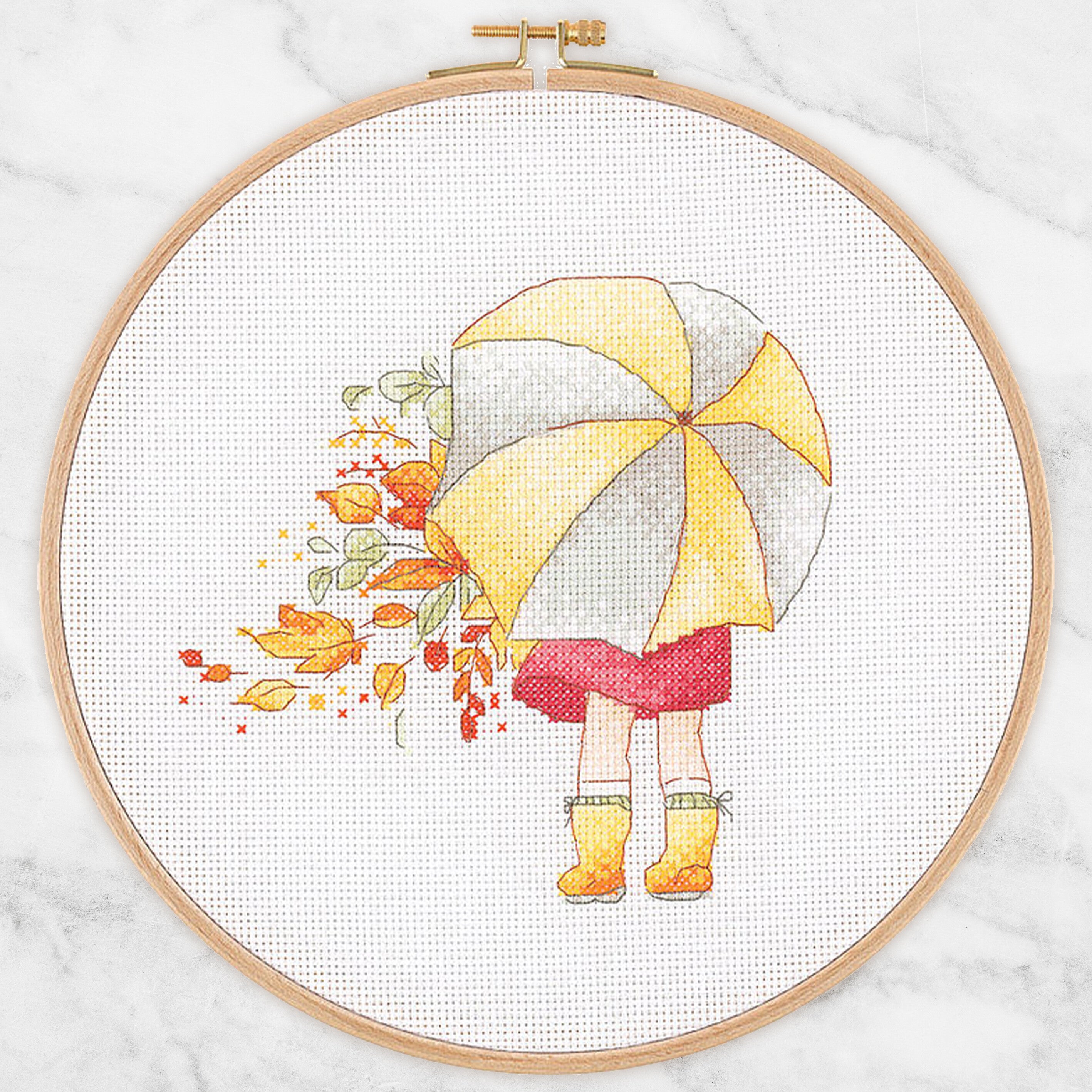 Tuva Cross Stitch Kit, Girl with Umbrella - E2607