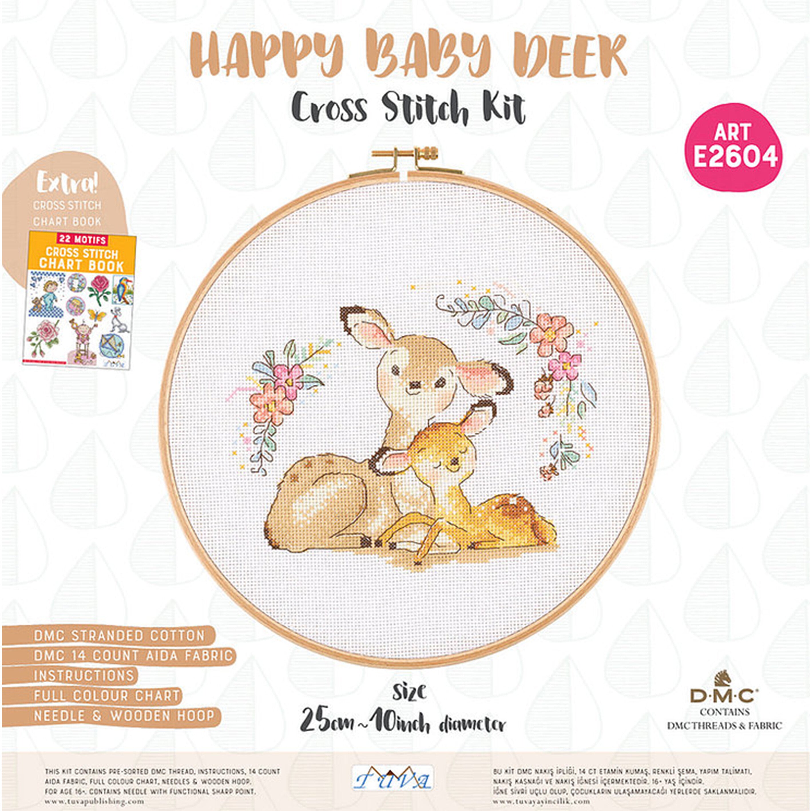 Tuva Cross Stitch Kit, Happy Baby Deer - E2604