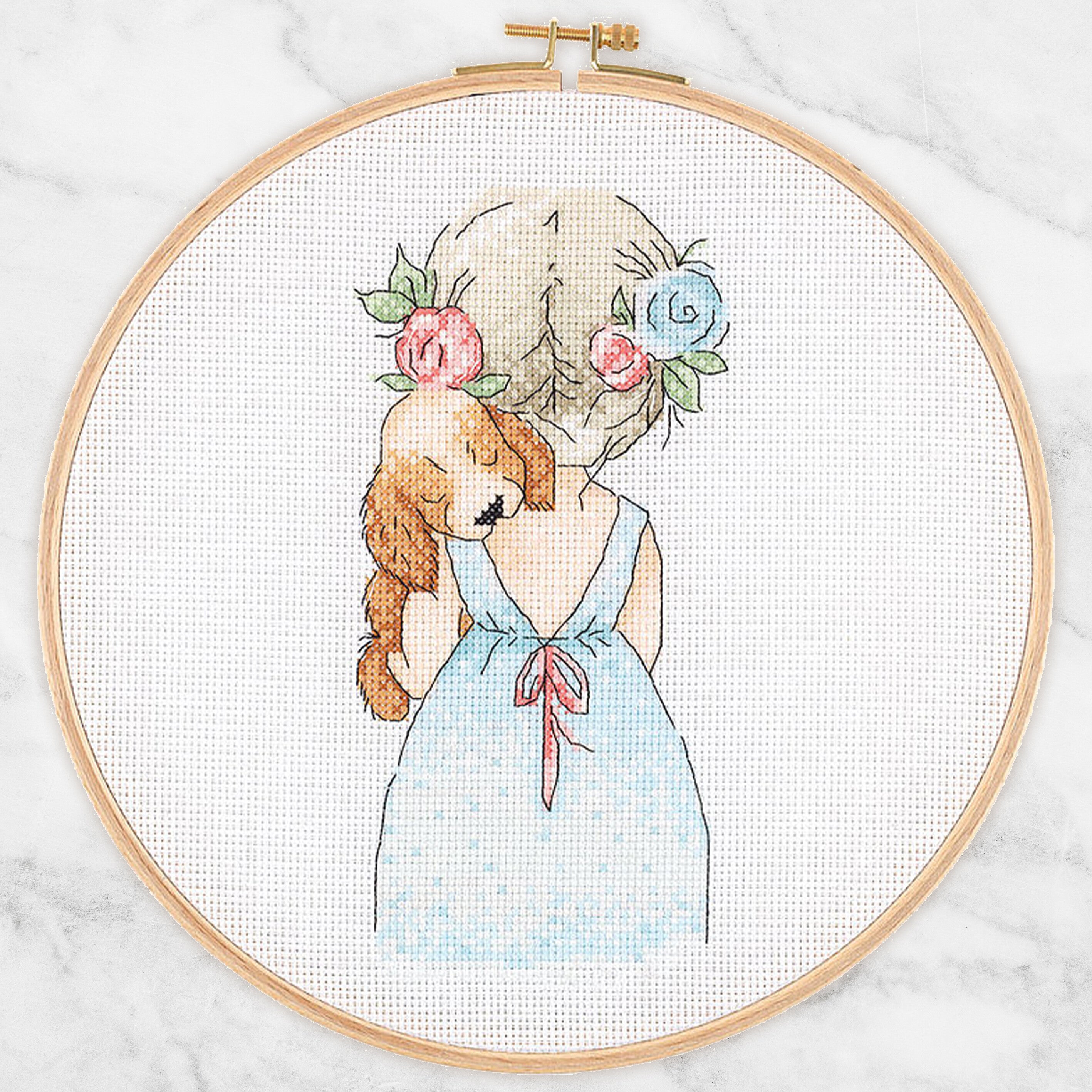 Tuva Cross Stitch Kit, Sleeping Puppy - E2603