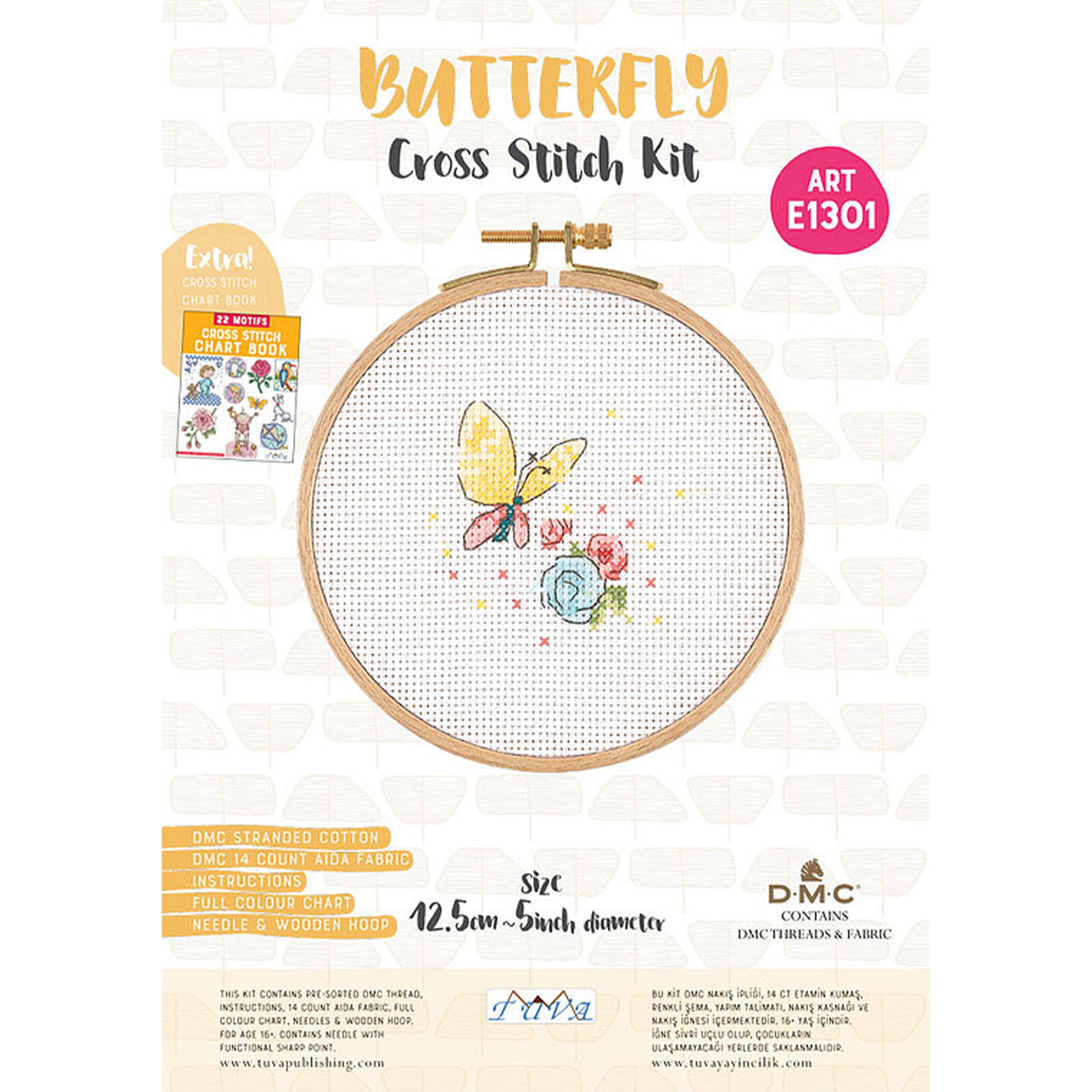 Tuva Cross Stitch Kit, Butterfly - E1301