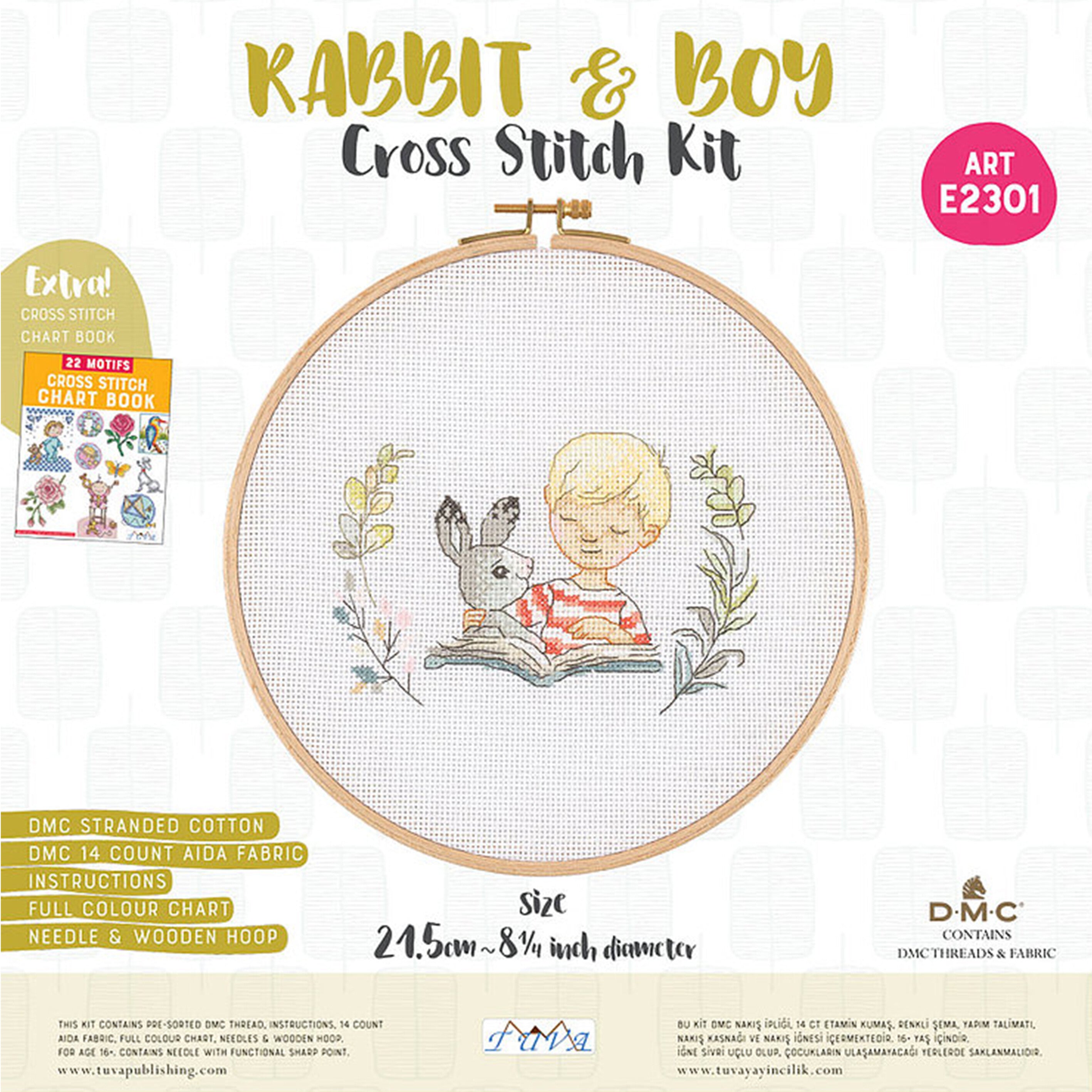Tuva Cross Stitch Kit, Rabbit & Boy - E2301