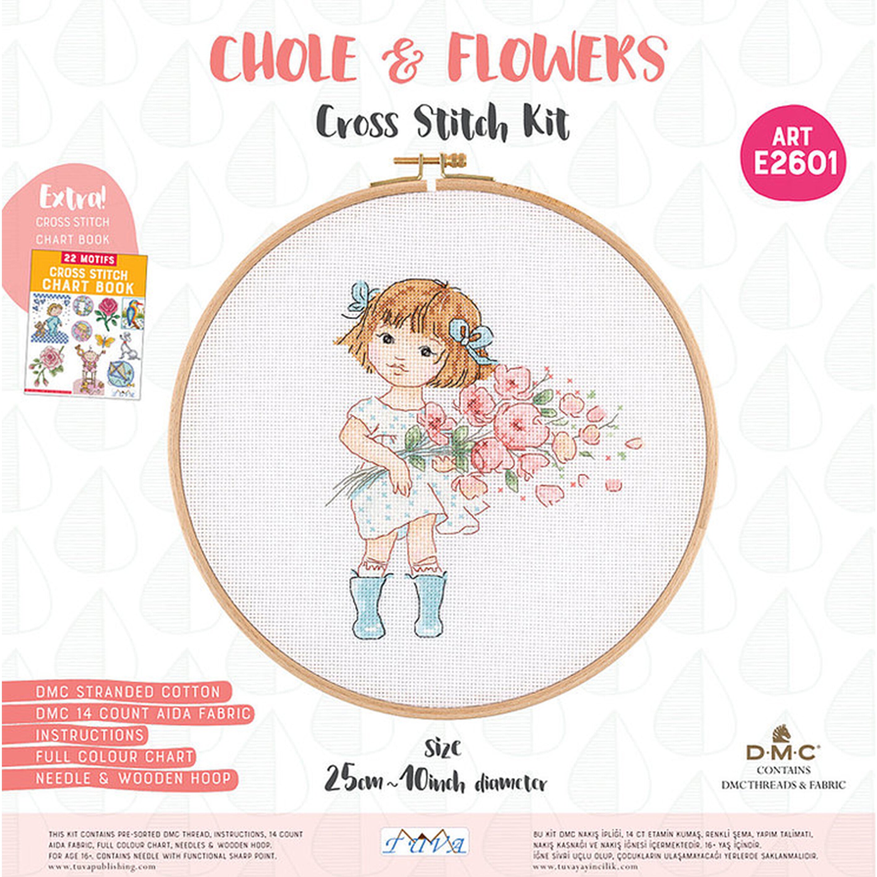 Tuva Cross Stitch Kit, Chole & Flowers - E2601